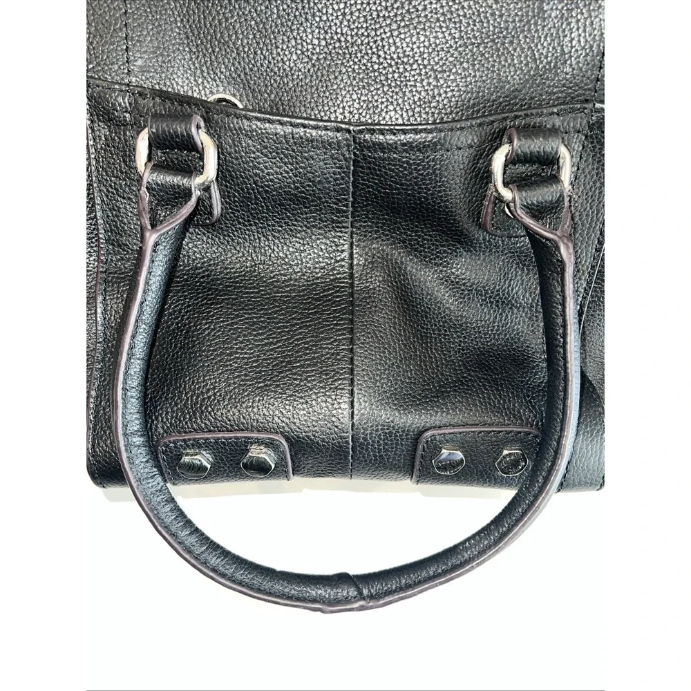 VTG TIGNANELLO Black Pebbled Leather Satchel Crossbody HandBag Handles‎ + Strap